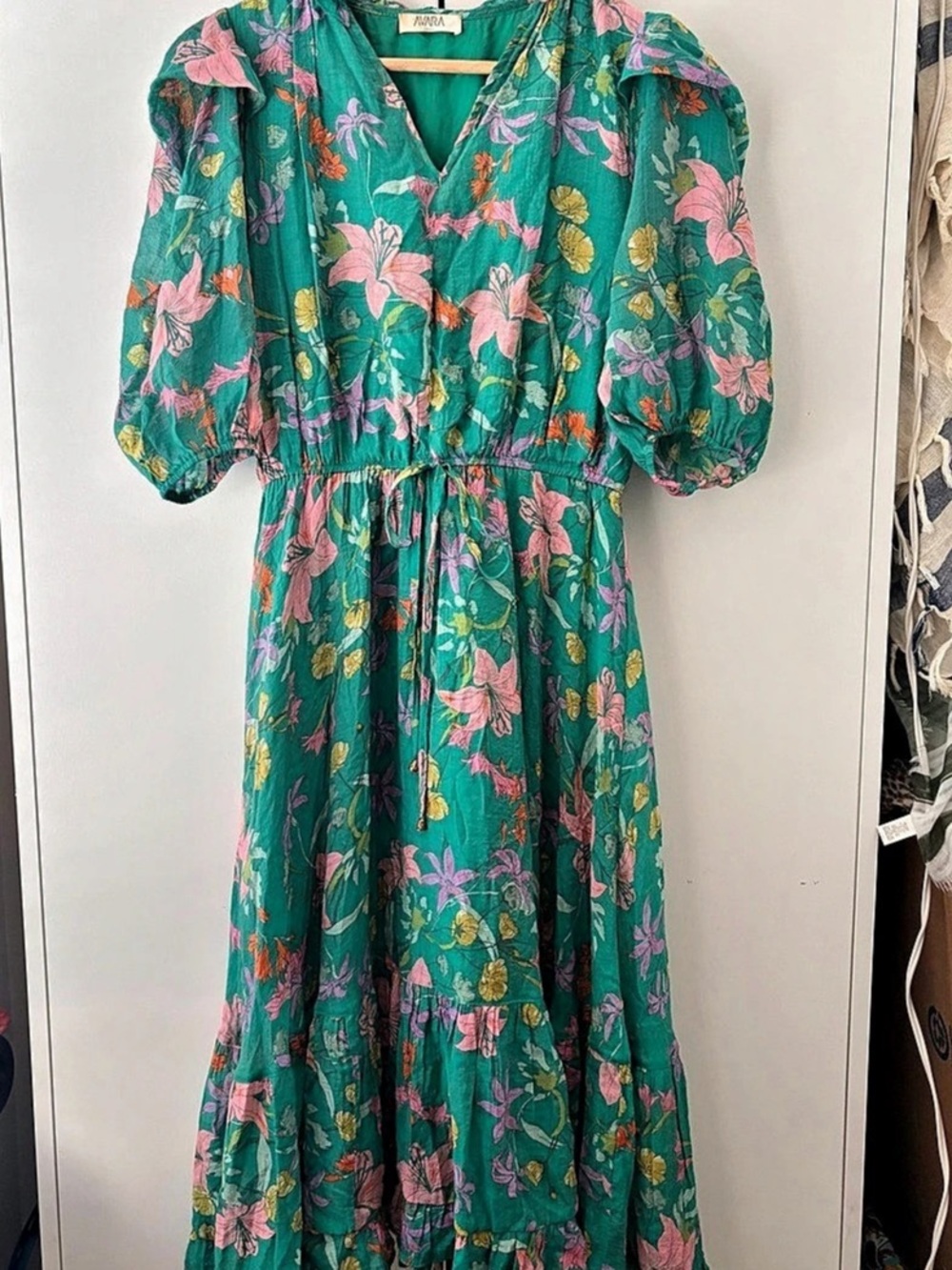 MARA Floral Maxi Dress in Green & Pink